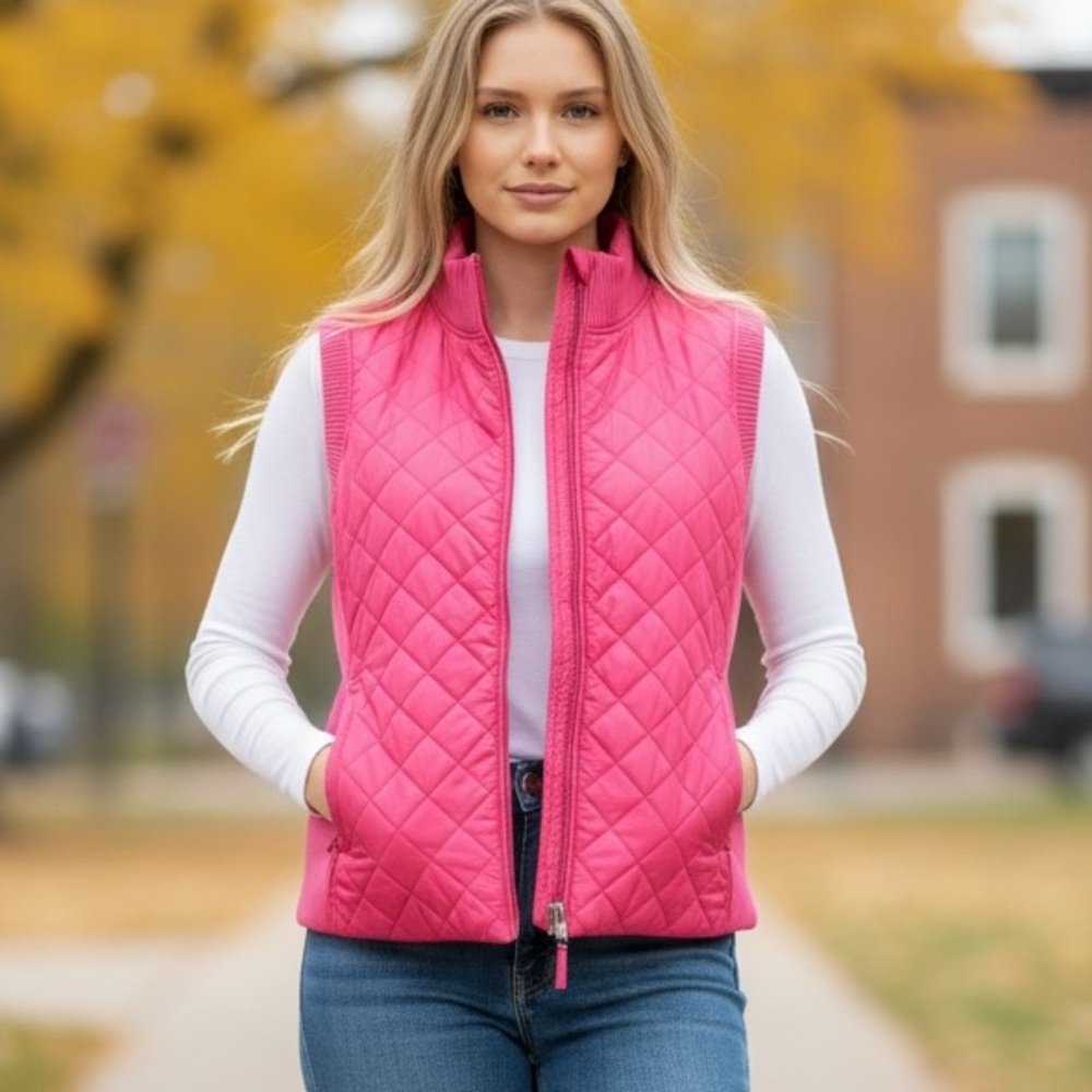 Pendleton Pink Quilted Puffer Vest  B